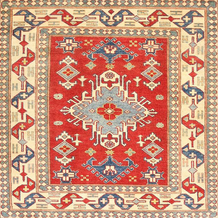 Square Traditional Brown Gold Geometric Rug, tr413