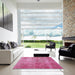 Square Traditional Hot Pink Persian Rug in a Living Room, tr4146