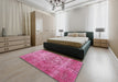 Traditional Hot Pink Persian Rug in a Bedroom, tr4146