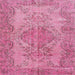 Round Machine Washable Traditional HotPink Rug, wshtr4147