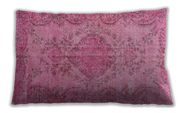 Traditional Classic Rectangular Hot Pink Lumbar Throw Pillow, 13 inch by 19 inch, lbtr4147
