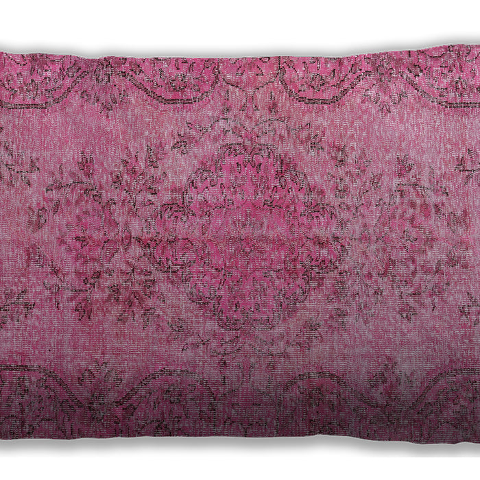 Traditional Classic Rectangular Hot Pink Lumbar Throw Pillow, 13 inch by 19 inch, lbtr4147