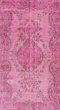 Machine Washable Traditional HotPink Rug, wshtr4147