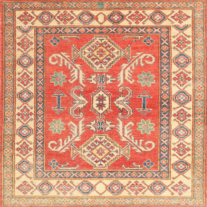 Square Traditional Red Geometric Rug, tr414
