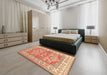 Traditional Red Geometric Rug in a Bedroom, tr414