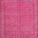 Square Traditional Neon Hot Pink Persian Rug, tr4150