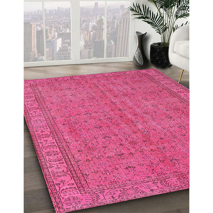 Machine Washable Traditional Neon Hot Pink Rug in a Family Room, wshtr4150