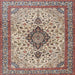 Square Traditional Chestnut Brown Medallion Rug, tr4153