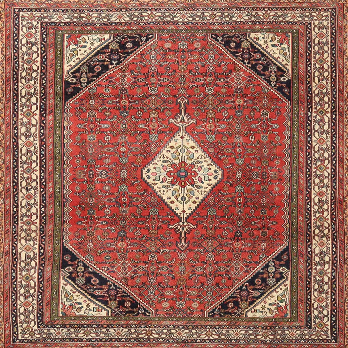 Square Traditional Orange Salmon Pink Medallion Rug, tr4154