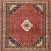 Square Traditional Orange Salmon Pink Medallion Rug, tr4154