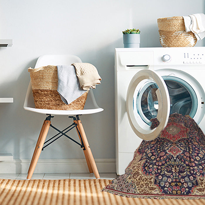 Machine Washable Traditional Camel Brown Rug in a Washing Machine, wshtr4157