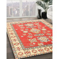 Traditional Brown Gold Geometric Rug, tr415