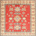 Square Traditional Brown Gold Geometric Rug, tr415