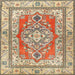 Round Machine Washable Traditional Sienna Brown Rug, wshtr4160