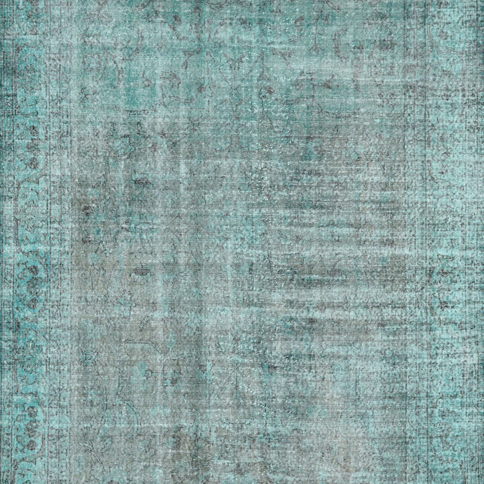 Machine Washable Traditional Cadet Blue Green Rug, wshtr4161