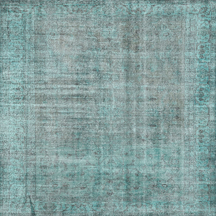 Square Traditional Cadet Blue Green Persian Rug, tr4161