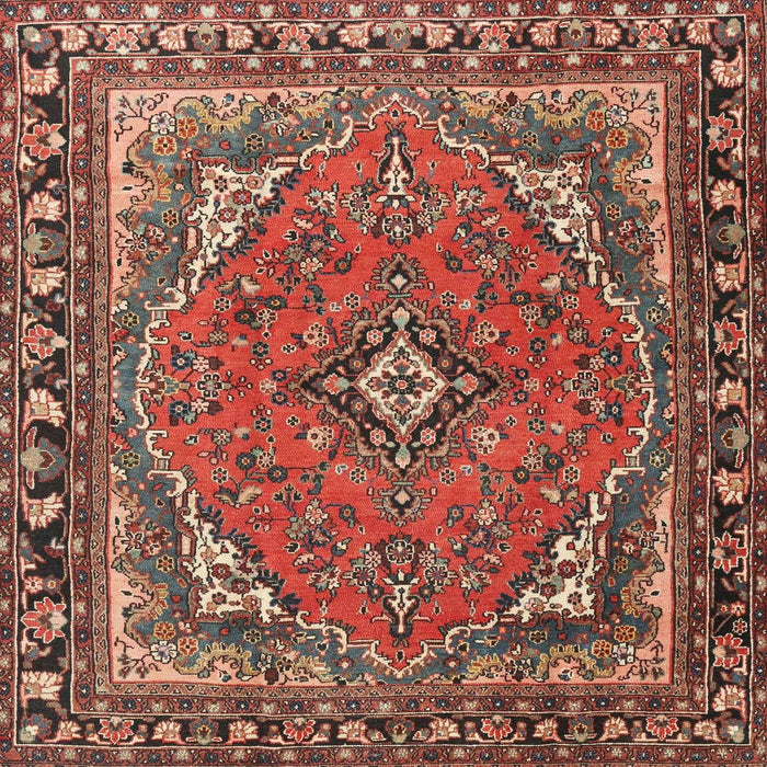 Square Traditional Orange Salmon Pink Persian Rug, tr4162