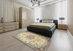 Machine Washable Traditional Dark Almond Brown Rug in a Bedroom, wshtr4163