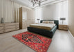 Traditional Cherry Red Medallion Rug in a Bedroom, tr4165