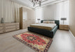 Machine Washable Traditional Saffron Red Rug in a Bedroom, wshtr4166