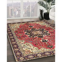 Traditional Saffron Red Medallion Rug, tr4166