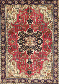 Machine Washable Traditional Saffron Red Rug, wshtr4166