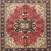 Square Traditional Saffron Red Medallion Rug, tr4166