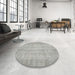 Round Traditional Pale Silver Gray Persian Rug in a Office, tr4167