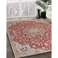 Traditional Fire Brick Red Medallion Rug, tr4168