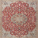 Square Traditional Fire Brick Red Medallion Rug, tr4168