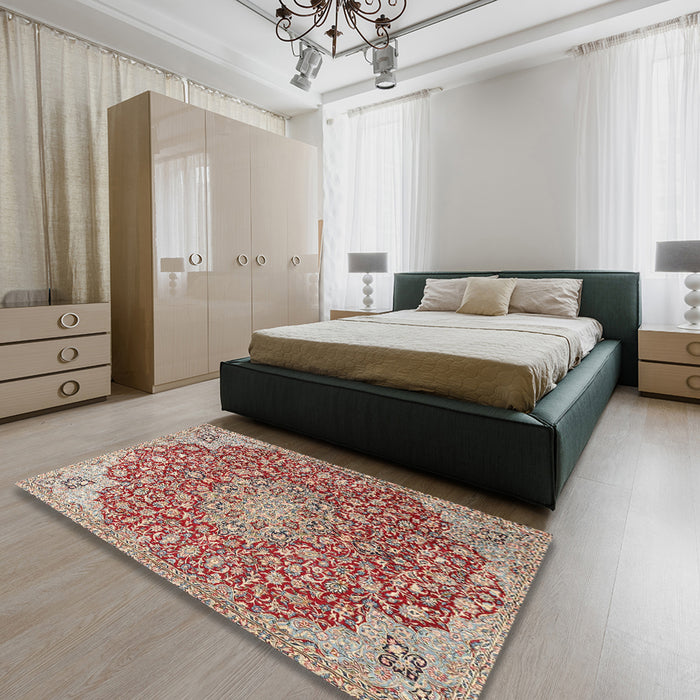 Machine Washable Traditional Fire Brick Red Rug in a Bedroom, wshtr4168