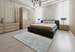 Traditional Silver Gray Persian Rug in a Bedroom, tr4169