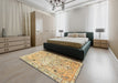 Machine Washable Traditional Cinnamon Brown Rug in a Bedroom, wshtr4173