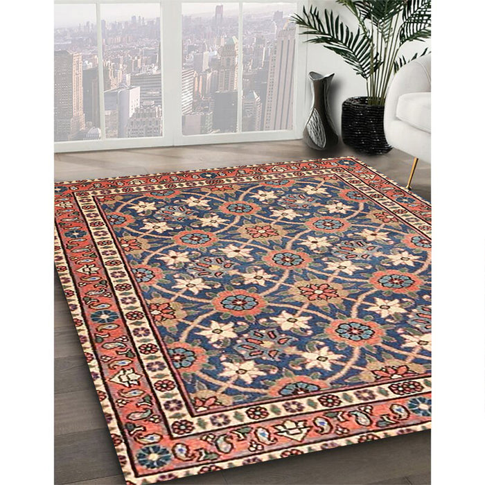 Machine Washable Traditional Chestnut Brown Rug in a Family Room, wshtr4175