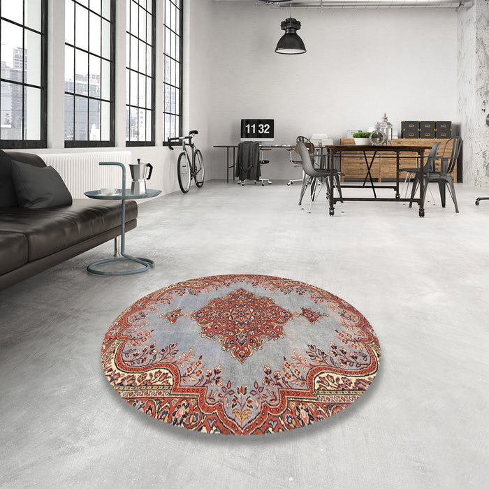 Round Machine Washable Traditional Tan Brown Rug in a Office, wshtr4176