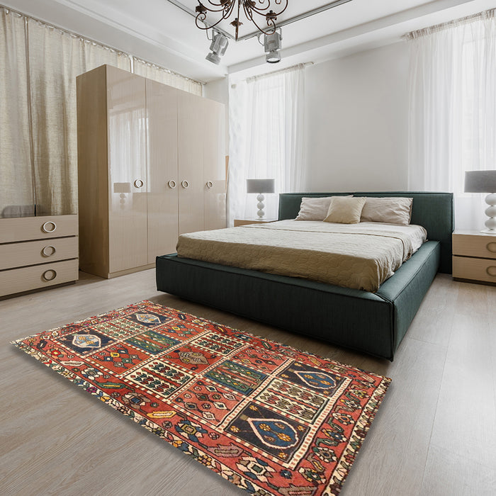 Traditional Saffron Red Persian Rug in a Bedroom, tr4177