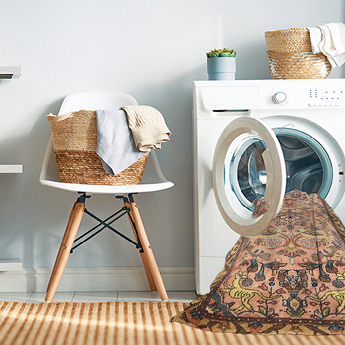 Machine Washable Traditional Sienna Brown Rug in a Washing Machine, wshtr4178