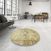 Round Traditional Brown Gold Persian Rug in a Office, tr4179