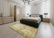 Traditional Brown Gold Persian Rug in a Bedroom, tr4179