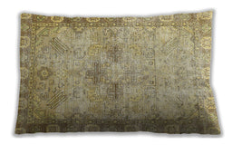 Traditional Classic Rectangular Brown Gold Lumbar Throw Pillow, 13 inch by 19 inch, lbtr4179