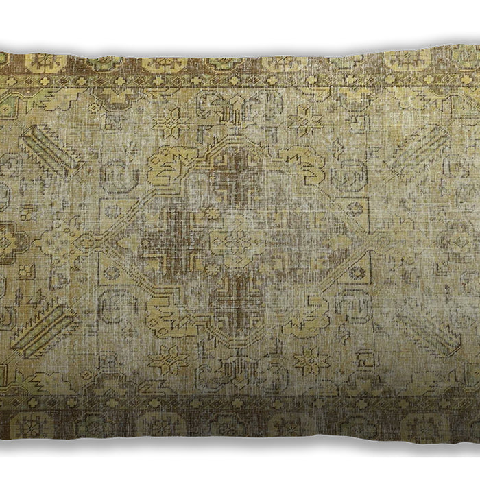 Traditional Classic Rectangular Brown Gold Lumbar Throw Pillow, 13 inch by 19 inch, lbtr4179