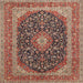 Square Traditional Saffron Red Medallion Rug, tr417