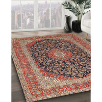 Traditional Saffron Red Medallion Rug, tr417