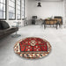Round Traditional Red Persian Rug in a Office, tr4180