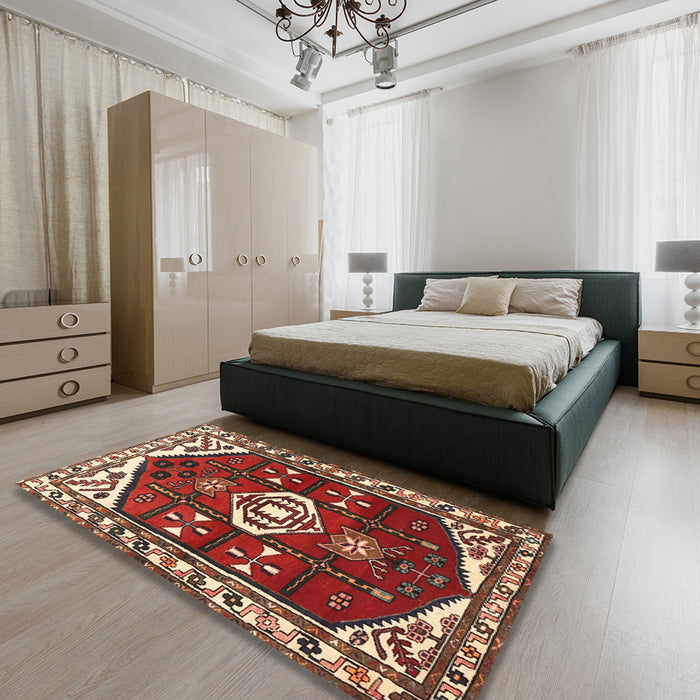 Traditional Red Persian Rug in a Bedroom, tr4180