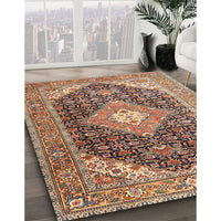 Traditional Brown Red Medallion Rug, tr4182