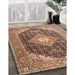 Traditional Brown Red Medallion Rug in Family Room, tr4182