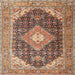 Square Traditional Brown Red Medallion Rug, tr4182