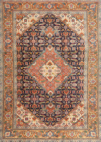 Machine Washable Traditional Brown Red Rug, wshtr4182