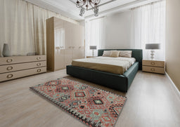 Traditional Chestnut Brown Persian Rug in a Bedroom, tr4188